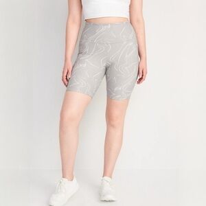 {Old Navy} "Powersoft High Rise 8" Bike Shorts" Grey Smoke Cream Marble Swirl